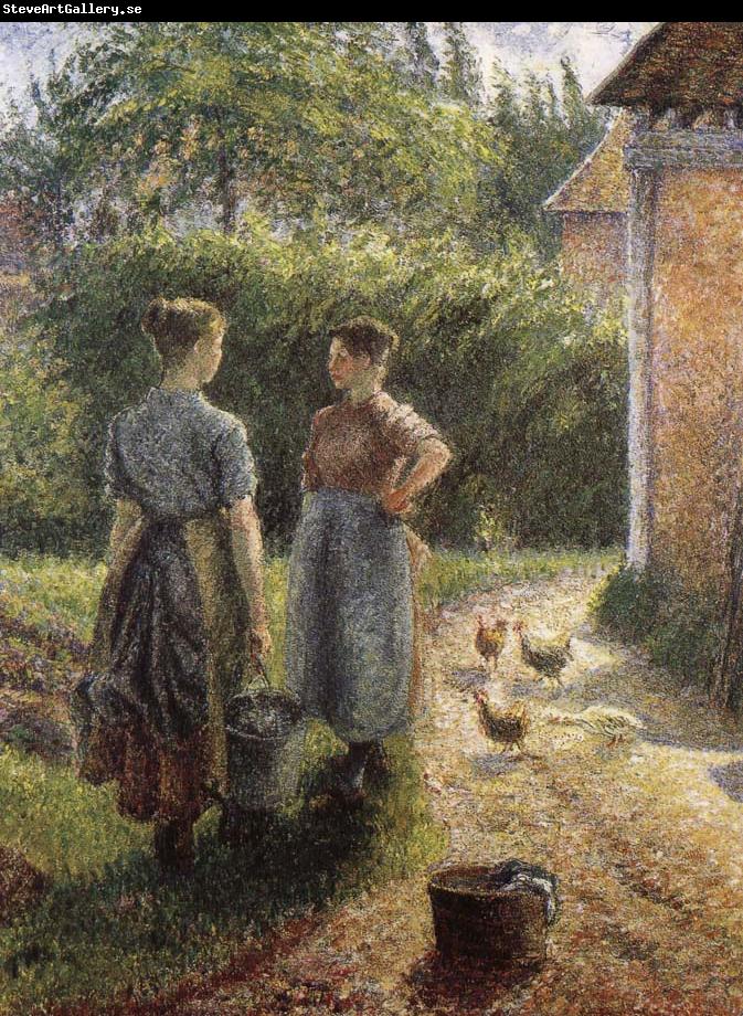 Camille Pissarro Woman in front of farmhouse
